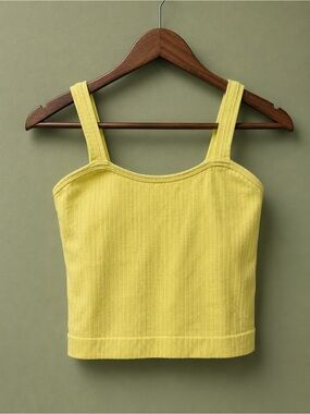 Sunshine Yellow Ribbed Cropped Tank Top | Size S/M